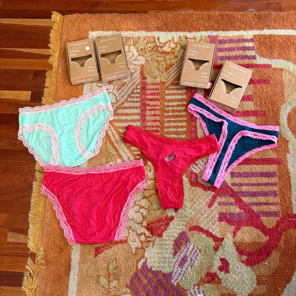 free people Stripe & Stare lot of 4 panties thong knickers sz Small S underwear